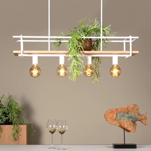 Lucide MILONGA - Hanglamp - 4xE27 - Wit - sfeer 1